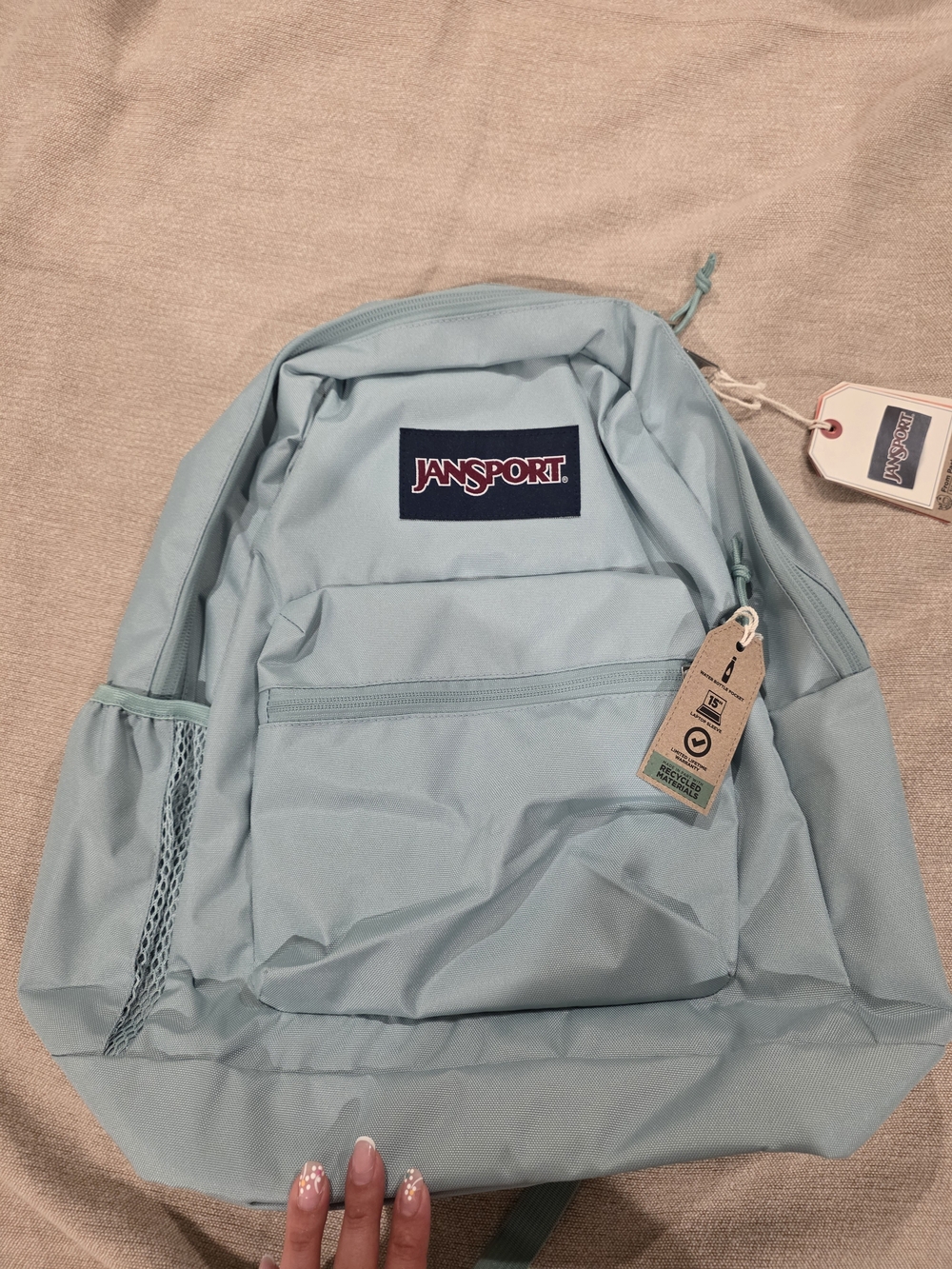 Jansport Light Teal Backpack with Front Pocket